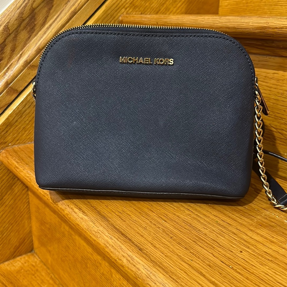 Michael Kors Dome navy blue saffiano leather crossbody bag